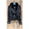 Image 1 : Designer bolero style Ranch Mink Jacket with Black Fox fur shawl collar and cuffs.