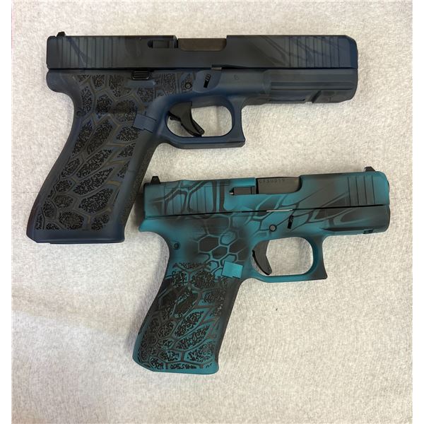 Custom  pair of Glocks- Glock 43X MOS 9mm & Glock 20 MOS 10mm with one-of-a-kind customization