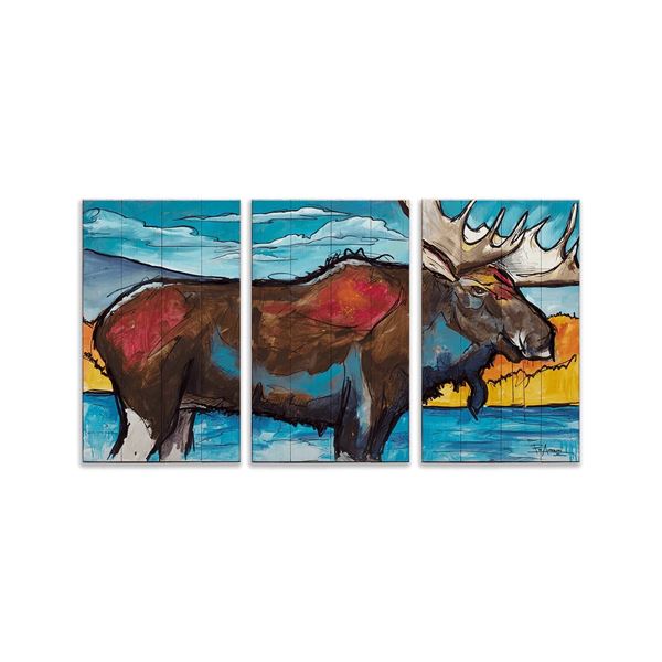 Ed Anderson 3 Wood Panel Moose Wall Art