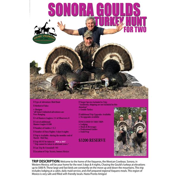 Sonora Goulds Turkey Hunt for Two