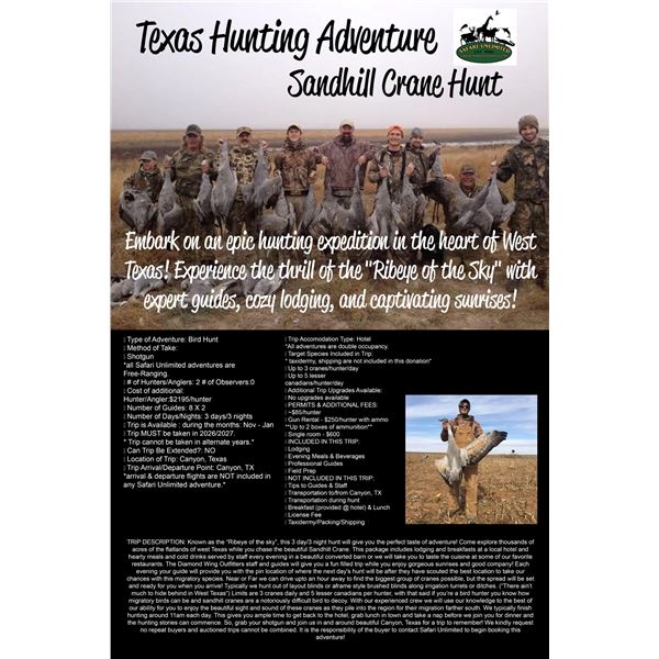 Texas Sandhill Crane Hunt for Two