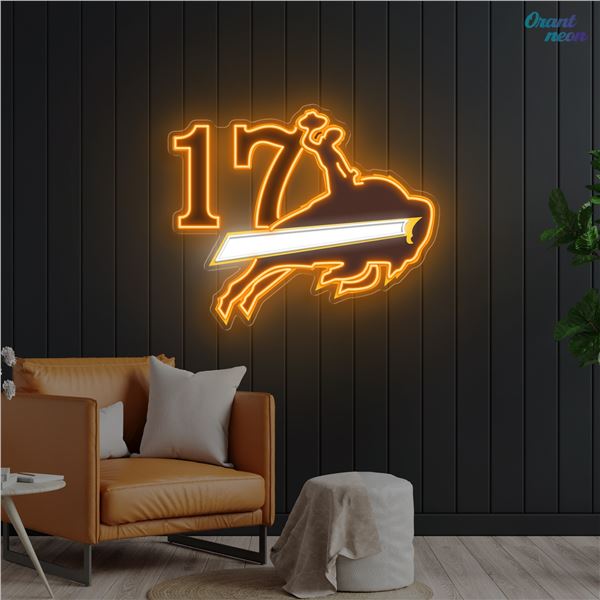 Josh Allen #17 Wyoming Cowboy - Buffalo Bills Logo Neon Sign