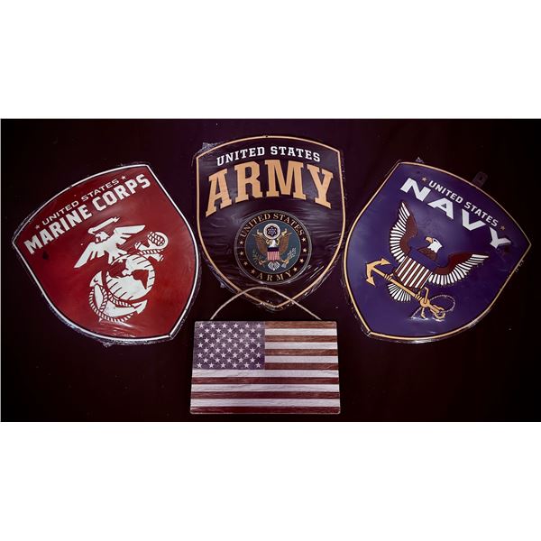 PATRIOTIC METAL & WOOD SIGN COMBO