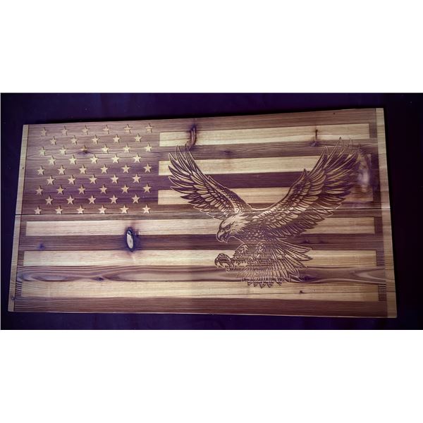 LARGE WOOD US FLAG SIGN