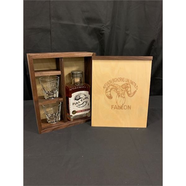 Full Curl Whiskey Set with box and glasses