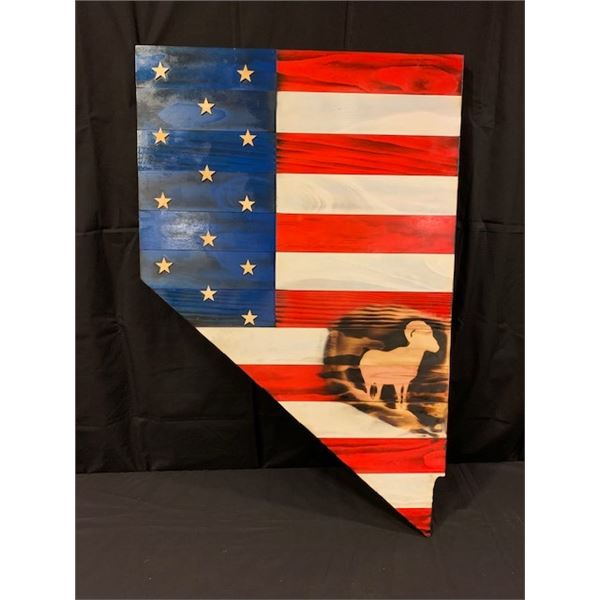 Wooden Nevada Red White and Blue