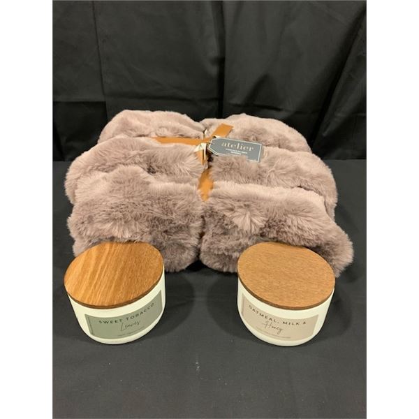 Blanket and two candles