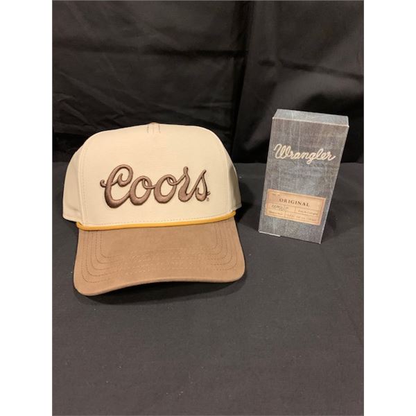 Coors Hat with Wrangler Cologne