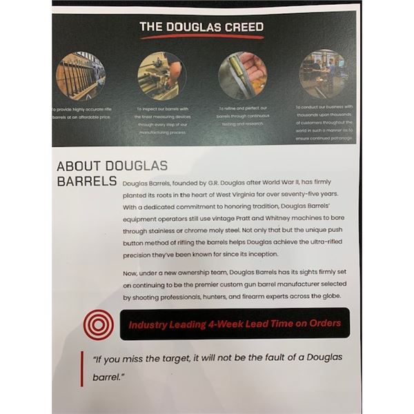 One Rifle barrel and fitting by Douglas Barrel