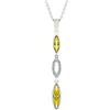 Image 1 : White Gold Rhodium Bonded Link Pendant Featuring a Pave Clear CZ Link Between Two Marquise Cut Yello