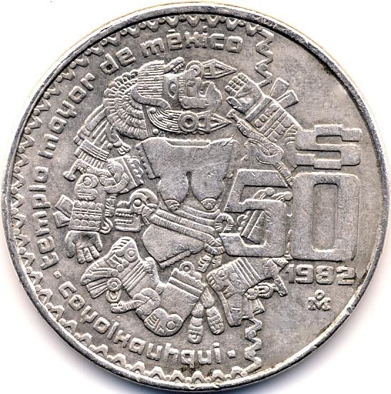 1982Mo MEXICO 50 PESOS UNCIRCULATED COIN