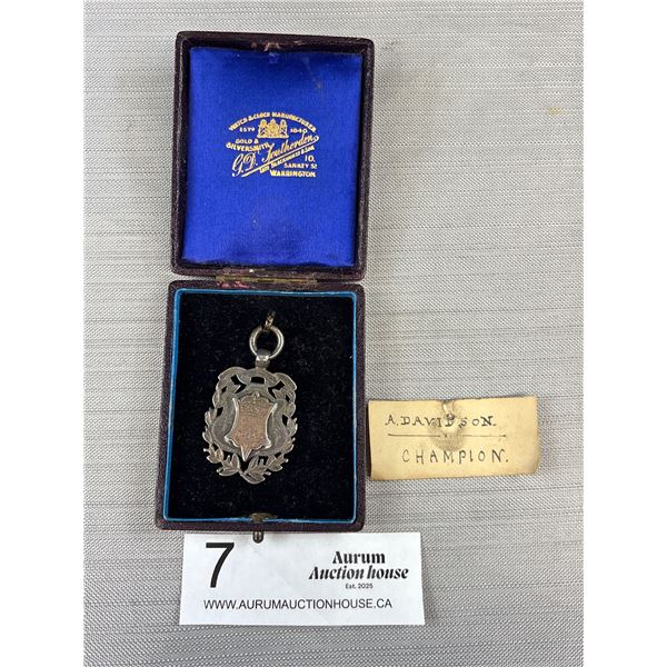 1902 Sterling Silver FSSW Athletic Champion Medal in Original Box