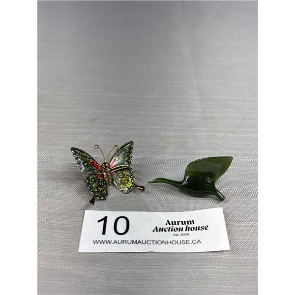Vintage Butterfly Brooch and Goose Brooch