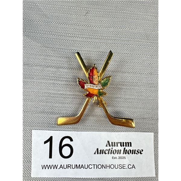 Vintage Winnipeg Canada Hockey Stick Brooch