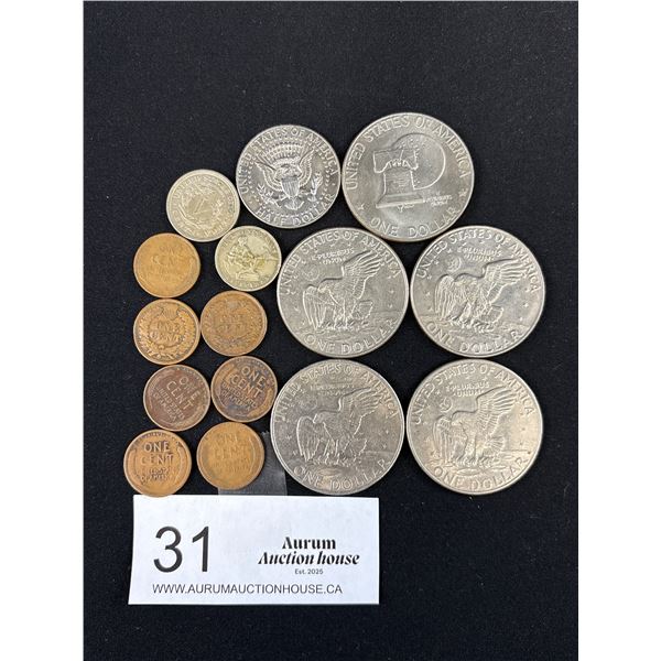 Misc Lot of Old US Money, Eisenhower Dollar Etc