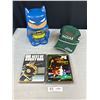 Image 1 : 2 Sealed DVD's Slumdog Millionare, Bobby Ore, Funko Batman and Jaguar Racing Ball Cap
