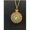 Image 2 : Old C.1960s Jadite Stone Locket Necklace Extra Large