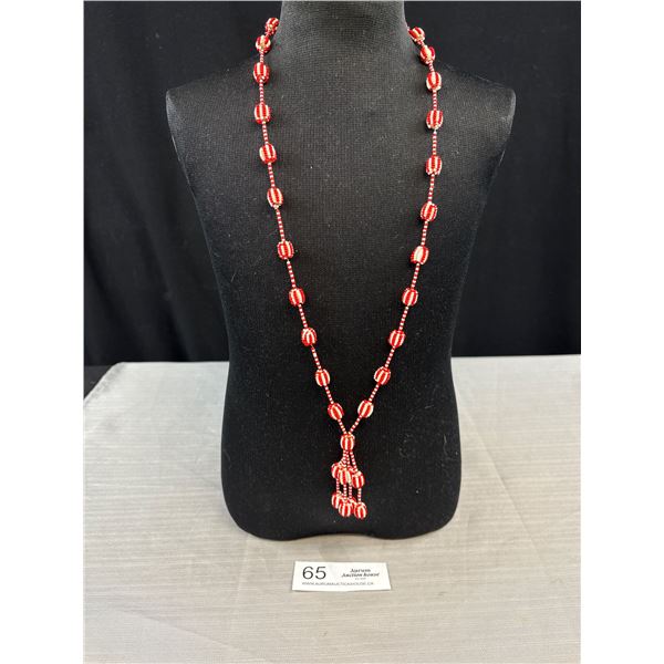 Antique Candy Cane Glass Microbead Necklaceke Very Cool! Quality