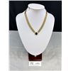 Image 1 : Wide Gold Mesh Necklace Faux Diamond Black Enamel Carter Quality! Solid