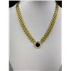 Image 2 : Wide Gold Mesh Necklace Faux Diamond Black Enamel Carter Quality! Solid