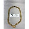 Image 4 : Wide Gold Mesh Necklace Faux Diamond Black Enamel Carter Quality! Solid