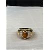Image 2 : Vintage Solid Mens Tigers Eye Ring Marked 14K  G.E. Heavy!