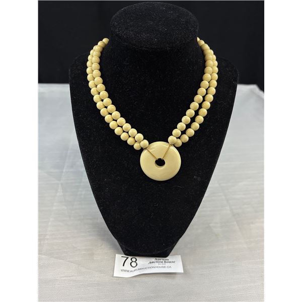 Antique Ivory? Necklace On Gold Chain Quality! Solid
