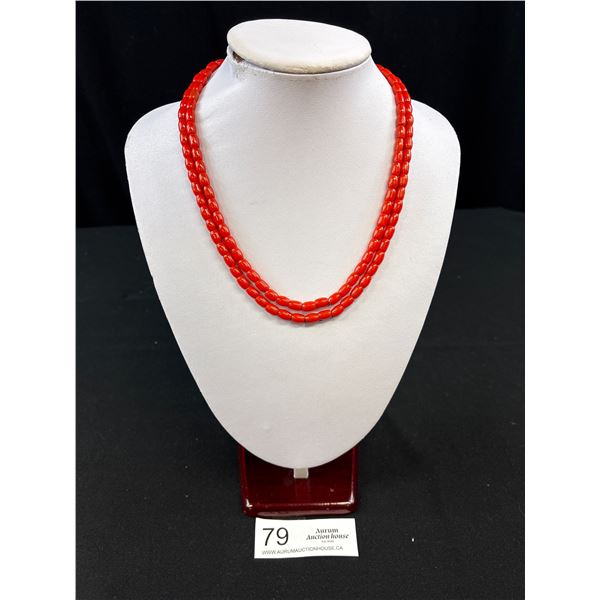 Antique Graduated Coral! Bead Whitegold Necklace  Clasp is Marked 10k