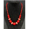 Image 2 : Antique Carved Red Lucite Necklace Marked W.Germany Quality