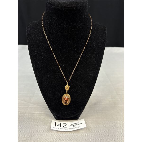 Genuine Antique Victorian Topaz Stone Necklace Gourgeous! C.1900s