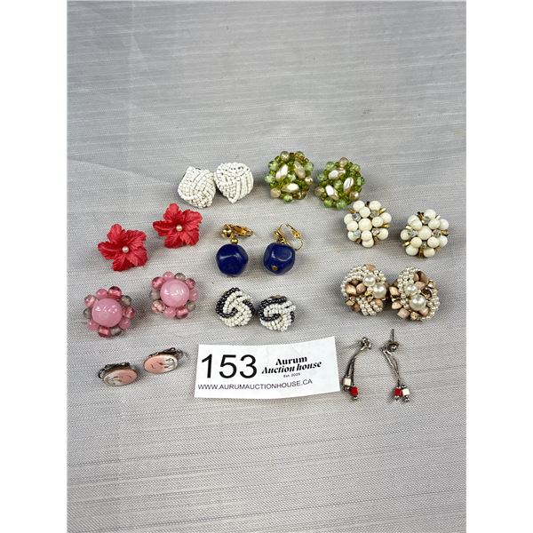 Lot of Antique Clip on Earrings All Pairs