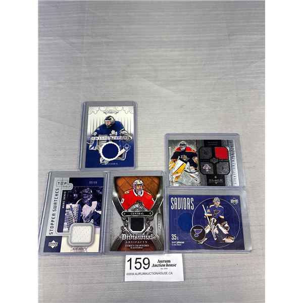 Lot of 5 NHL Goalie Jersey Trading Cards