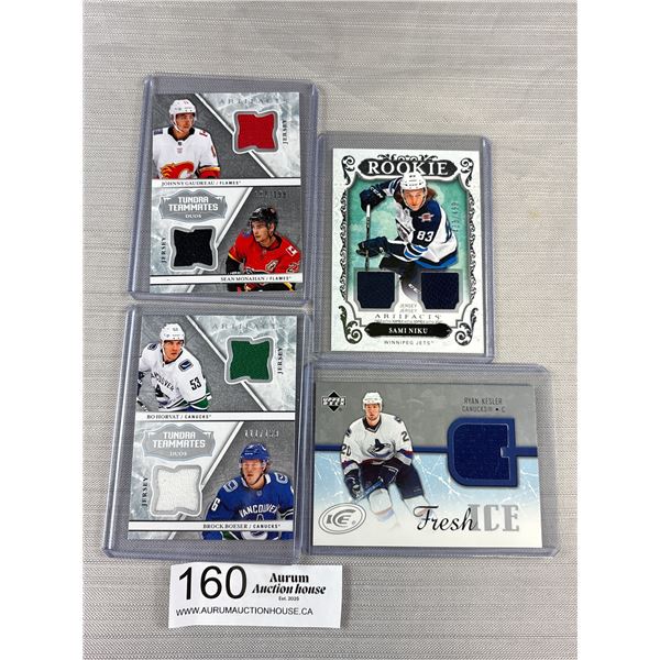 Lot of 4 NHL Jersey Trading Cards + Rookies, etc.
