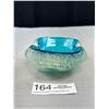Image 2 : Murano Glass Vintage Italian Venetian Bowl Dish Turquoise Silver Flakes