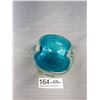 Image 3 : Murano Glass Vintage Italian Venetian Bowl Dish Turquoise Silver Flakes