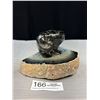 Image 2 : Vintage Hand Carved Onyx Bear on Thick Agate ( Iceberg) Sculpture - Bookend - 5" High - 6" Across - 
