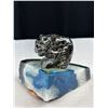 Image 5 : Vintage Hand Carved Onyx Bear on Thick Agate ( Iceberg) Sculpture - Bookend - 5" High - 6" Across - 