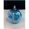 Image 2 : 2 Hand Blown Art Glass Oil Lamps -  Mt. St. Helen Iridescent Volcanic Ash & The Glass Eye Seattle Ir