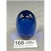 Image 2 : Vintage Hand Blown Blue Art Glass Paperweight - Amazing Quality  Controlled Bubbles