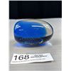 Image 4 : Vintage Hand Blown Blue Art Glass Paperweight - Amazing Quality  Controlled Bubbles