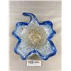 Image 1 : Vintage Murano Venetian Blue Decorative Glass Shamrock Leaf Bowl Candy Dish
