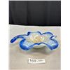Image 2 : Vintage Murano Venetian Blue Decorative Glass Shamrock Leaf Bowl Candy Dish