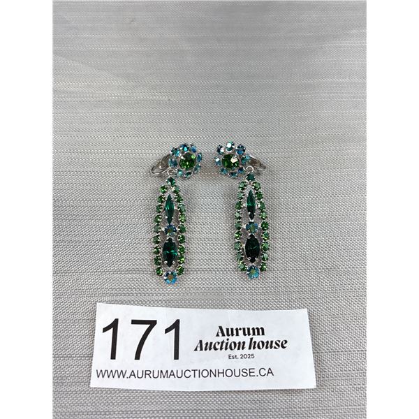 Rare Vintage Stunning Signed Sherman AB Earrings Mint - Signed