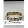 Image 2 : Vintage 925 Sterling Silver Inlay Abalone Panel Bracelet - Signed Mexico 925 JPM - 12.7 Grams - 7"