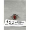 Image 1 : Solid Vintage 925 Sterling Silver Ring Red Stone Size 7 - 21mm Across Face Of Ring