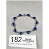 Image 1 : 950 Silver Vintage Lapis Lazuli Bracelet - 7.75" - Solid Links