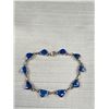 Image 2 : 950 Silver Vintage Lapis Lazuli Bracelet - 7.75" - Solid Links