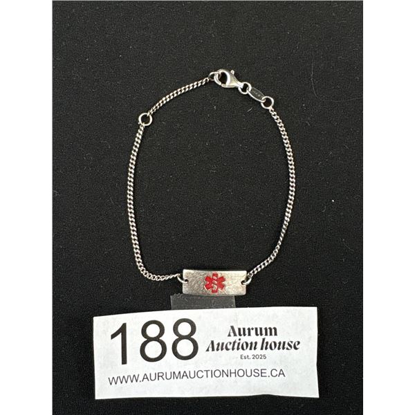 925 Sterling Silver Quality Medical Alert Bracelet For Peanut - Good Clasp Curb Link Chain - Adjusta
