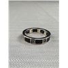 Image 2 : 925 Sterling Silver Onyx & Marcasite Ring Band - Unisex - 4.5 mm Wide - Size 8.25