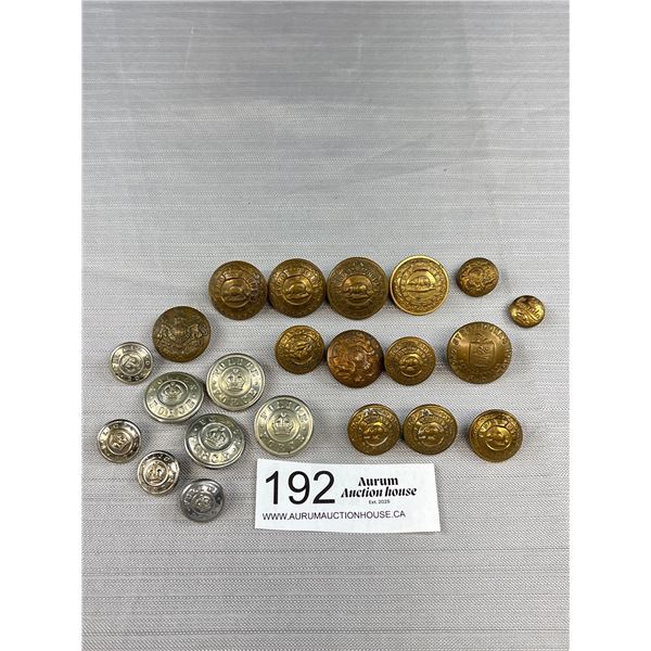 Lot of 22 Canadian/British Army and Police Buttons